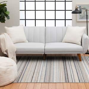 Upcycle Gray/Beige Stripe 8 ft. x 10 ft. Area Rug