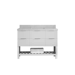 Catalina 48 in. W x 22 in. D x 36 in. H Single Sink Bath Vanity in White with 2 in. Pearl Gray Qt. Top