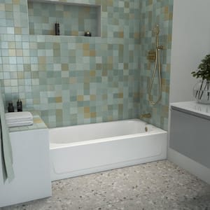 Bootzcast 60 in. x 30 in. Soaking Alcove Bathtub with Right Drain in White