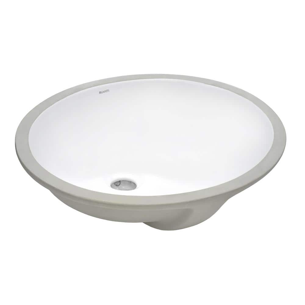 White Oval Ceramic Undermount Bathroom Sink with Glossy Finish