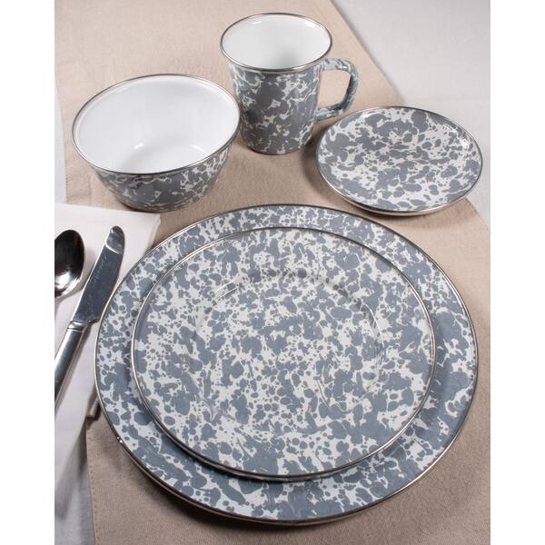 16-Piece Granite Enamelware Dinnerware Set  Dinnerware, Grey dinnerware,  Dinner plates