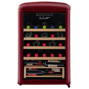 30 Bottle Free Standing Retro Wine Cooler in Wine Red