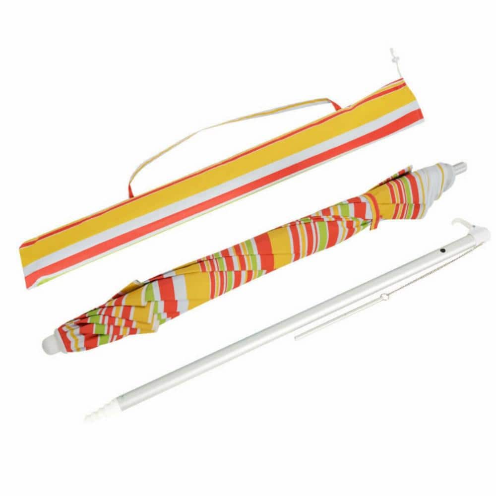 6.5 Feet Orange Striped Beach Umbrella with Fiberglass Ribs