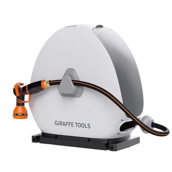 Reviews For Giraffe Tools Ground Mounted Retractable Hose Reel In Ft Light Grey Pg