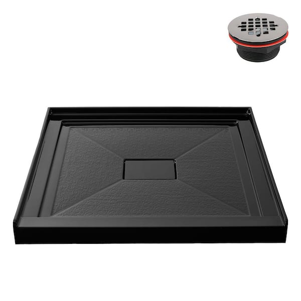 GB-2631-528-BL 36 in. x 36 in. Alcove Acrylic Shower Pan Base in Glossy Black with Center Drain, Drain Included