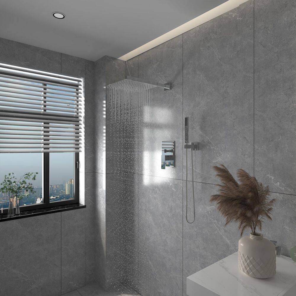 10 Inch Square Polished Chrome Rain Shower Combo Set