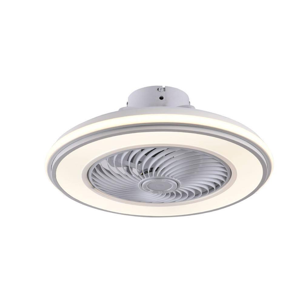 OUKANING 20 in. Integrated LED Indoor White Modern Round Ceiling Fan ...