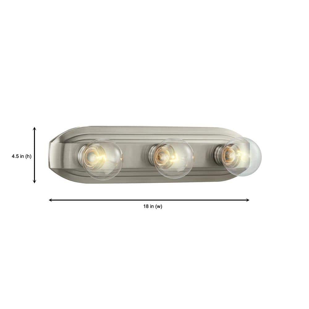 Buena Vista 18" Brushed Nickel 3-Light Retro Vanity Fixture