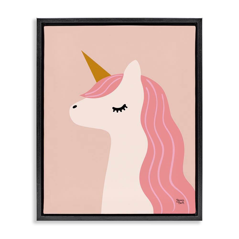 Peach Pastel Unicorn by Jessica Beck Black Floater Frame Fantasy Graphic Art Print 31 in. x 25 in. price history on PriceWatchPro