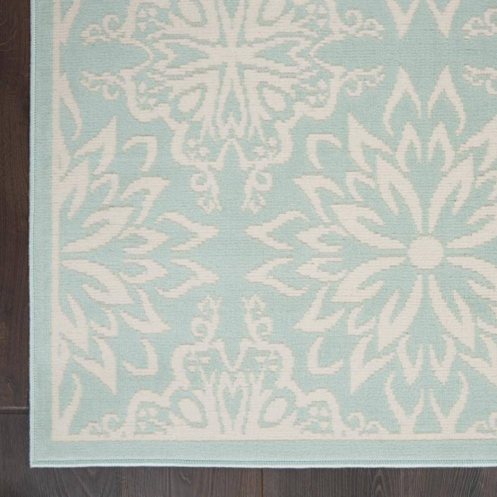 Elegant Ivory/Green Floral Synthetic 5'3" x 7'3" Easy-Care Rug