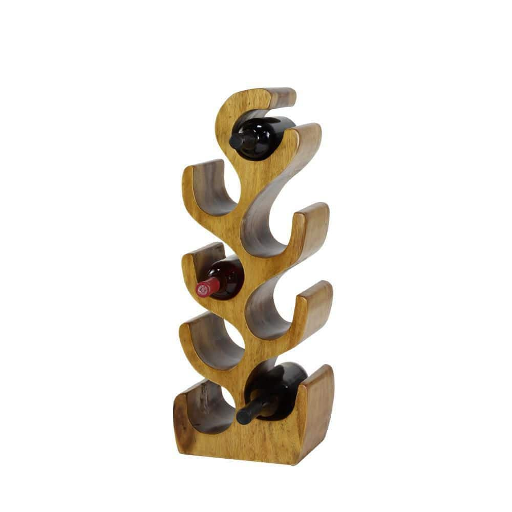 Litton Lane 8- Bottle Brown Tree Shaped Wine Rack 66074 - The Home Depot