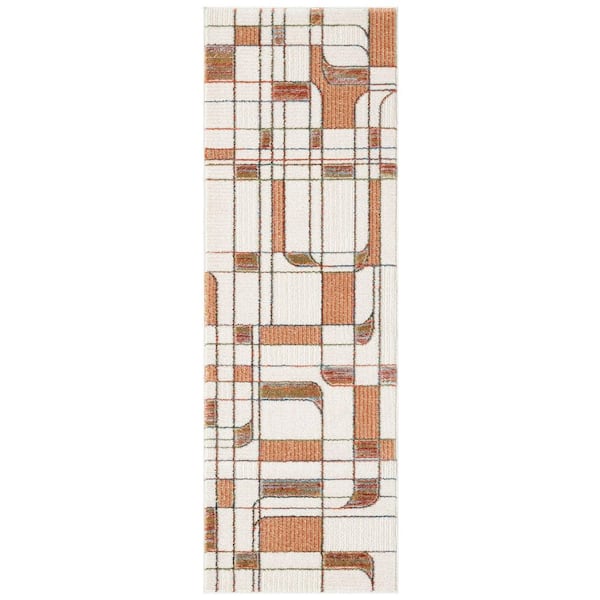 Nordic Ivory Rust 2 ft. x 6 ft. Abstract Contemporary Runner Area Rug
