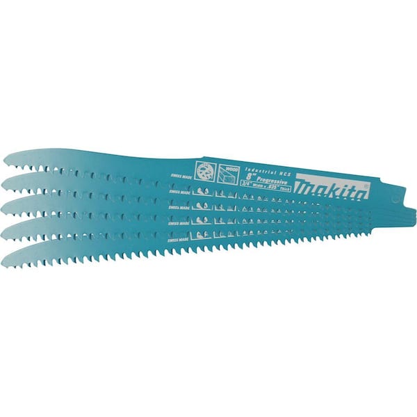 Makita 8 in. Progressive Wood Cutting Reciprocating Saw Blade (5-Pack)