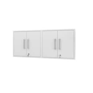 Eiffel Particle Board 2-Shelf Wall Mounted Garage Cabinet in White (28.35 in. W x 25.59 in. H x 14.96 in. D) (Set of 2)