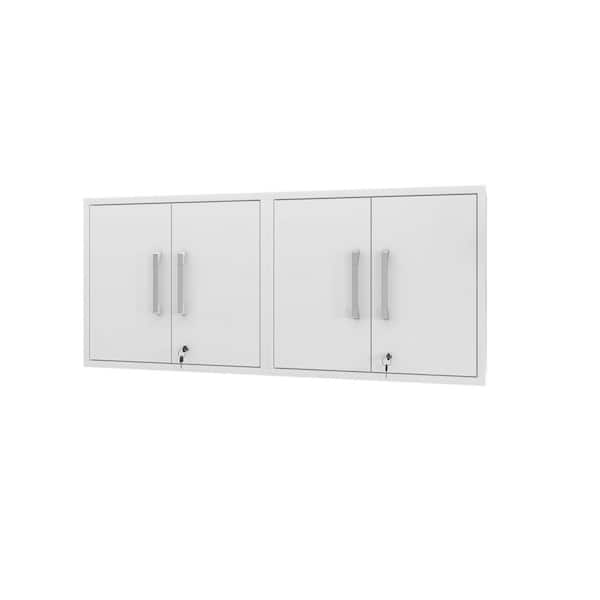 Manhattan Comfort Eiffel Particle Board 2-Shelf Wall Mounted Garage Cabinet in White (28.35 in. W x 25.59 in. H x 14.96 in. D) (Set of 2)
