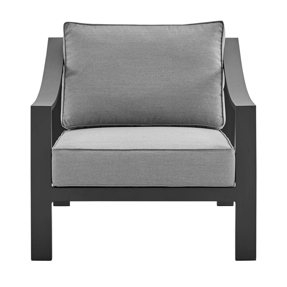 Koda Black Aluminum Outdoor Chair with Gray Cushions