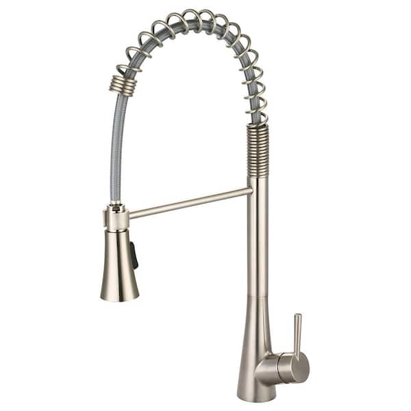 Olympia Faucets i2 Single-Handle Pull-Down Sprayer Kitchen Faucet with Pre-Rinse Sprayer in Brushed Nickel