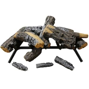 24 in. Decorative Realistic Fireplace Ceramic Wood Log Set
