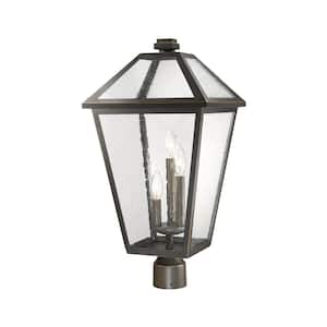 Talbot 3-Light Bronze 23.75 in. Steel Hardwired Outdoor Weather Resistant Post Light Square Fitter with No Bulb Included