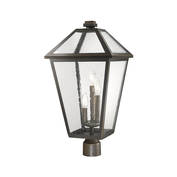 Filament Design Talbot 3-Light Bronze 23.75 in. Steel Hardwired Outdoor Weather Resistant Post Light Square Fitter with No Bulb Included