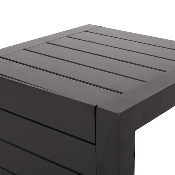 Noble House Cape Coral Matte Black Square Metal Outdoor Side Table