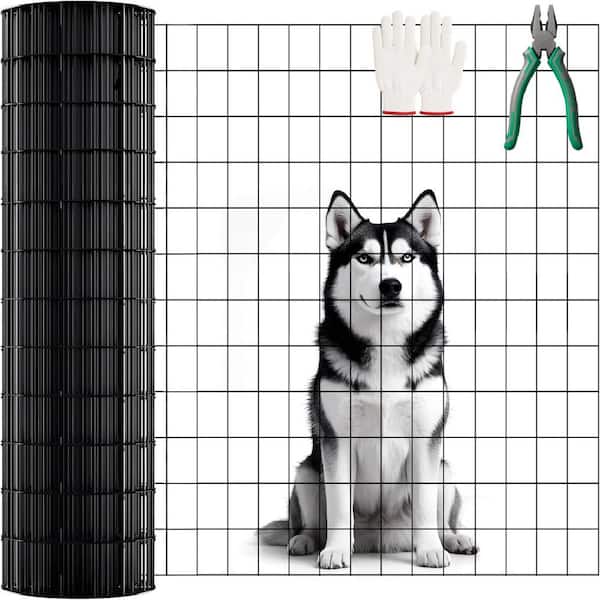 36 in. x 50 ft. 16-Gauge Animal-Safe Vinyl Coated Metal Chain Link Fence Gate, 2x3 Grid for Poultry Cage Protection