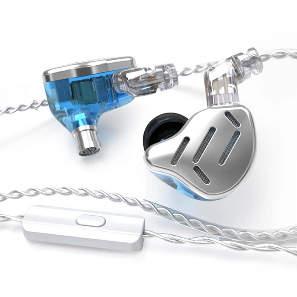 HiFi IEM Metallic Silver Wired Noise Cancellation Earbud and In-Ear Earbuds