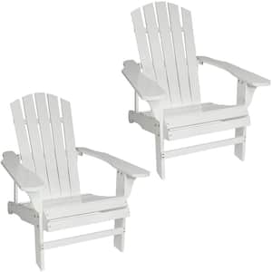 Coastal Bliss White Wooden Adirondack Chair (Set of 2)