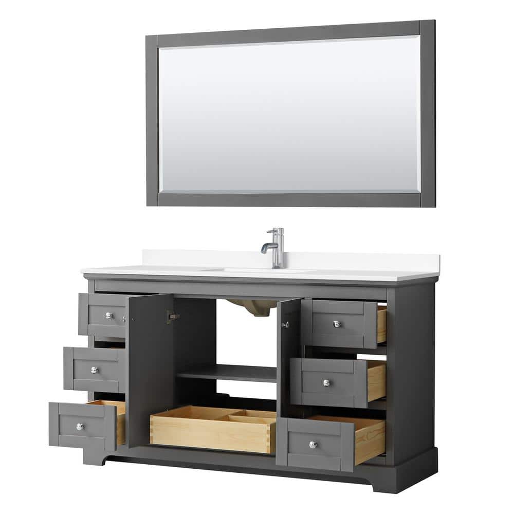 Avery 60'' Dark Gray Single Bathroom Vanity with Marble Top