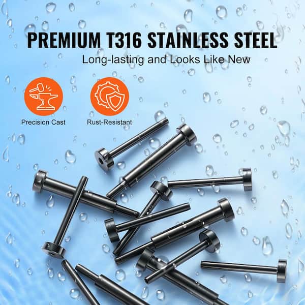 VEVOR 40 Pack Invisible Cable Railing kit T316 Stainless Steel 1/8 in. Invisible Receiver and Swage Stud End for Cable Railing