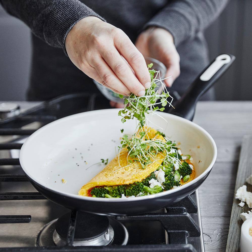 GreenPan Rio Black and Cream Ceramic Nonstick 3-Piece Frying Pan Set