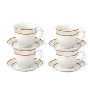 Lorren Home 8 oz. Gold Tea/Coffee Set Porcelain (Set of 4)