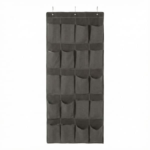 53 in. High 20-Pair Pocket Over The Door Hanging Shoe Organizer in Gray
