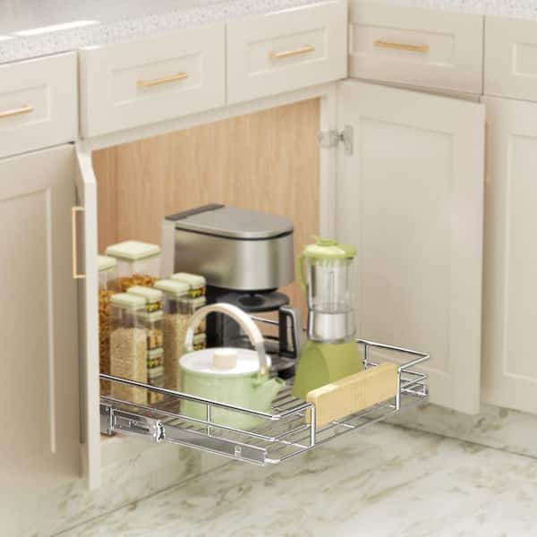 No wasted space! Custom sliding drawer under the bathroom sink. Very  clever!