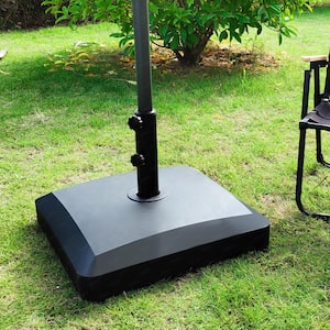 77 lbs. Fillable Capacity HDPE Plastic Mobile Patio Umbrella Base in Black