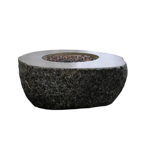 Elementi Fiery Rock 50 in. x 42 in. x 17 in. Irregular Round Concrete Natural Gas Fire Pit in Natural Brown