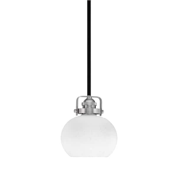 Unbranded Decatur 60-Watt 1-Light Black and Nickel Light Mini Pendant with 7 in. White Muslin Glass Shade, No Bulb Included