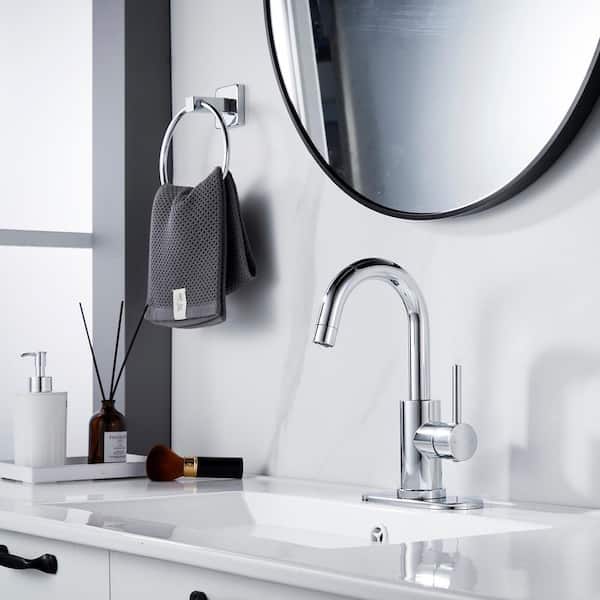 Single Handle Modern Bar Faucet With Swing Spout Deckplate Included in Polished Chrome