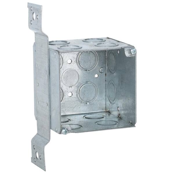 RACO 3-3/4 in. Square Welded Box, 3-1/2 Deep with 1/2 and 3/4 in. Concentric KO's and FM Bracket (10-Pack)