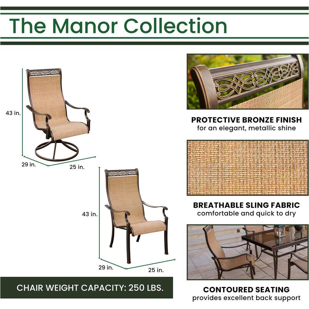 Monaco 7-Piece Brown and Tan Aluminum Outdoor Dining Set with Porcelain Table