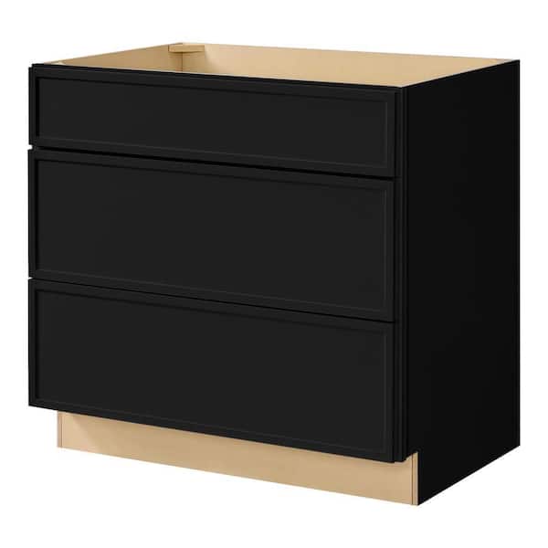 Leyton 18 in. W x 24 in. D x 34.5 in. H Ready to Assemble Plywood Slim Shaker Drawer Base Kitchen Cabinet in Raven Black