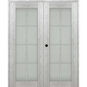 Vona 56"x 96" Right Hand Active 8-Lite Frosted Glass Ribeira Ash Wood Composite Double Prehung French Door