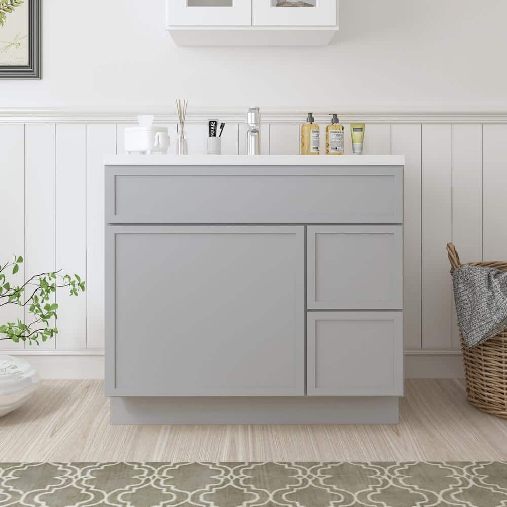 Gray Birch and Plywood Freestanding Single Bathroom Vanity