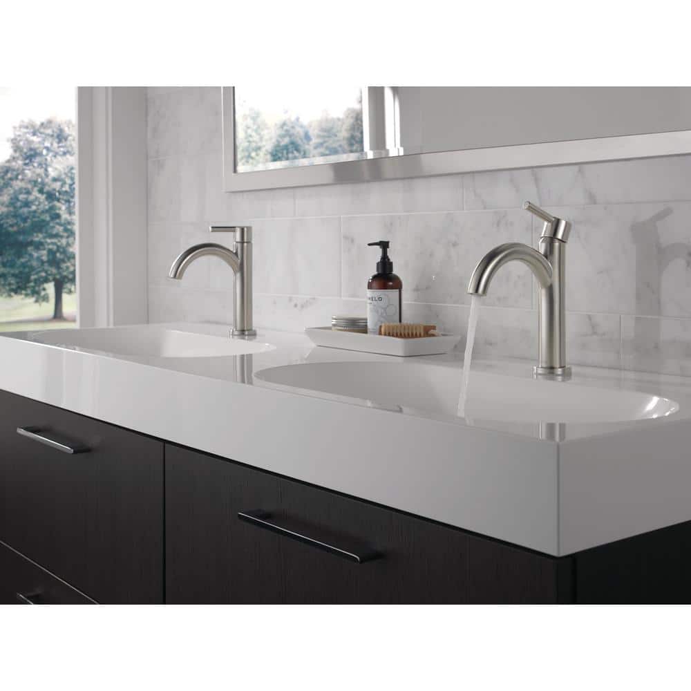Nicoli Brushed Stainless Steel Single Handle Mid-Arc Bathroom Faucet