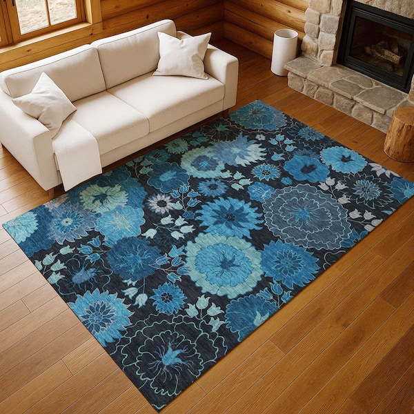Chantille Machine Washable Indoor/Outdoor Abstract ACN2295 Blue 8 ft. x 10 ft. Area Rug