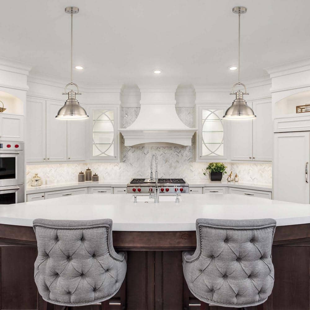 Brushed Nickel 12" Contemporary LED Pendant Light