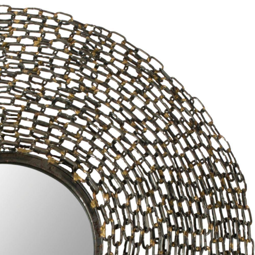 24-Inch Round Gold Sunburst Chain Link Mirror
