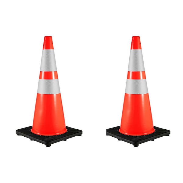 Traffic Safety Cones, 36 in. Safety Road Parking Cone with Black Weighted Base, PVC Orange Traffic Safety Cones(6-Piece)
