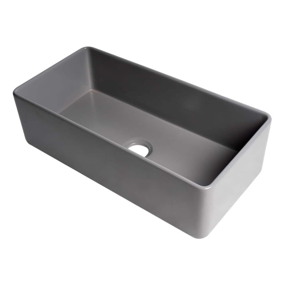 36'' Gray Matte Fireclay Farmhouse Apron Kitchen Sink