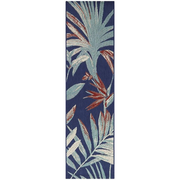 Hampton Bay Multi 2 x 7 Palm Leaf Indoor/Outdoor Area Rug